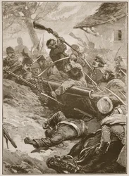 „Pak následoval bezhlavý spěch“, ilustrace z „Bitvy devatenáctého století“ od Archibalda Forbese, G.A. Henty a major Arthur Griffiths