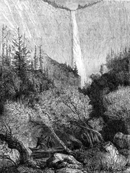 Vodopád, Yosemitský národní park, Kalifornie, 19. století