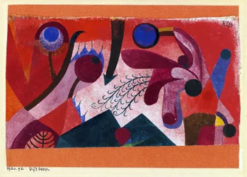 ""Jedovaté bobule"" (Poisonous Berries) Akvarel od Paula Klee (1879-1940) 1920 Rozměr 15,4 x 22,2 cm Soukromá sbírka