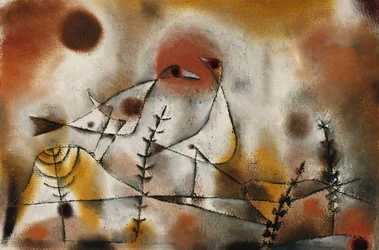 Sněhová kuřata; Schneehuhn, kolem roku 1920 (kvaš, pero a inkoust a štětec na papíře)