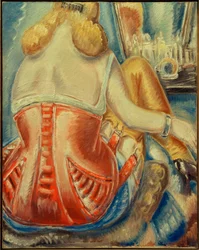 Žena v růžovém korzetu