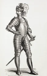 Rytíř v kompletní zbroji v 15. století.