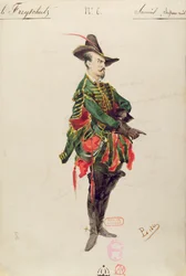 Kostým lovce Samiela pro operu „Der Freischutz“ od Carla Maria von Webera (1786-1826) 1841