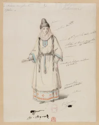 Gounod - Krvavá jeptiška - Čtyři kostýmní modely Paula Lormiera - 2. Český vesničan