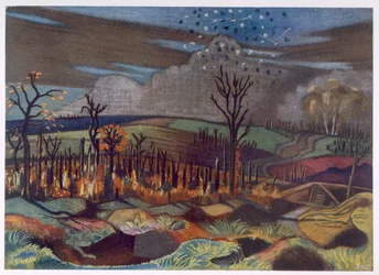 Air Fight at Wytschaete, od britských umělců na frontě, pokračování západní fronty, část třetí, Paul Nash
