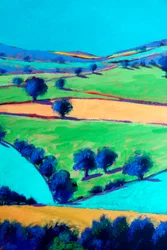 Cotswold Valley #2 (detail), 2024 (akryl na desce)