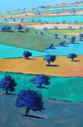 Cotswold Way, From Broadway #1, 2022 (akryl na desce)