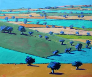Cotswold Way, From Broadway #2, 2022 (akryl na desce)