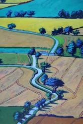 Lane v létě zblízka 1 (akryl na palubě)