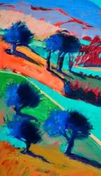 Pohled na západ #2 (detail), 2024 (akryl na desce)