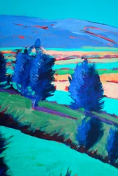 Pohled na západ #3 (detail), 2024 (akryl na desce)