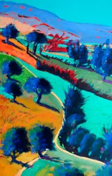 Pohled na západ #4 (detail), 2024 (akryl na desce)