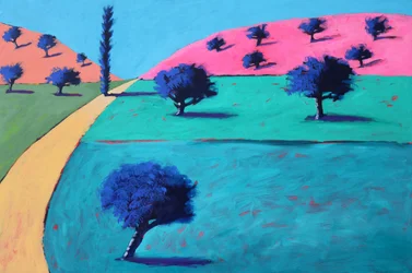 Pink Hills #1, 2022 (akryl na desce)