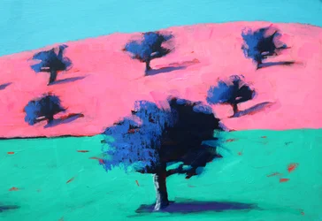Pink Hills #3, 2022 (akryl na desce)