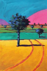 Towards Castlemorton, 2021 (akryl na papíře)