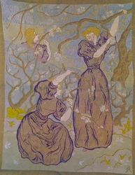 Dvě ženy pod stromem v květu Tapiserie od Paula Ransona (1864-1909) Kolekce 20. století Michel Ranson