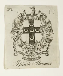 Knihovna pro Isaiah Thomas (1749-1831), c. 1765-1770 (rytina na položený papír)