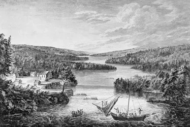Pohled na Miramichi, francouzskou osadu v zálivu St Laurence, 1760