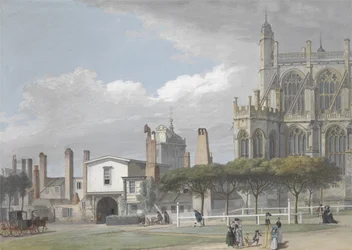 Kaple svatého Jiří, Windsor a vchod do kláštera zpívajících mužů, kolem roku 1768 (kvaš na papíře)
