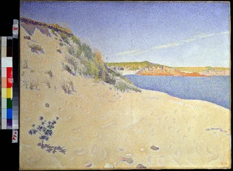 ""Pobřeží v Saint Briac sur mer v Ille et villaine"" (Pláž v Saint-Briac. Op. 212 (Písečné pobřeží)) Malba Paula Signaca (1863-1935) 1890 Pointillismus Rozměr. 65x81 cm Muzeum Pouchkine, Moskva