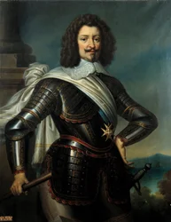 Portrét Charlese de Lorraine, prince z Joinville, vévody z Joyeuse a 4. vévody Guise (1571-1640), třísla, syna Henriho de Guise Obraz od Paulina Guerina (1783-1855) 19. století Sun. 1,22 x 0,96 m