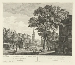Pohled na Munttoren v Amsterdamu Pohled z 