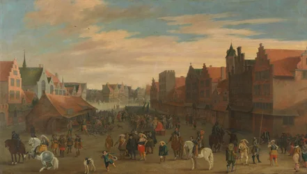 Rozpuštění „Waardgelders“ (žoldáků v platu městské vlády) princem Mauritsem na Neude, Utrecht, 31. července 1618
