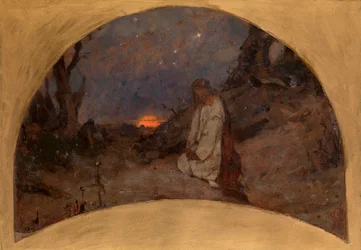 Agónie v Olivové zahradě (Agónie v zahradě; skica pro katedrálu sv. Volodymyra v Kyjevě) - Dílo Pavla Alexandroviče Svedomského (Svedomského) (1849-1904) ), h