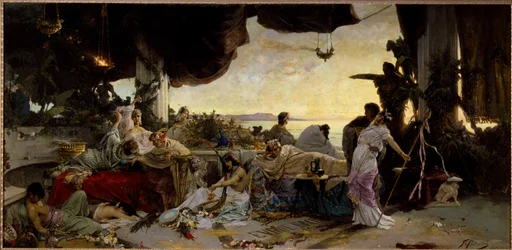 „Římské orgie“. Výjev zhýralosti ve starověkém Římě - 1883, rozměry 136 x 279 cm, Ruské státní muzeum historie a architektury v přírodě, Novgorodský kreml, Novgorod
