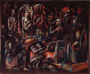 "La Fete des Rois" (Svátek králů) Obraz Pavla Nikolajeviče Filonova (1883-1941) 1913 Státní ruské muzeum, Petrohrad