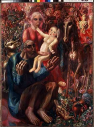 "Svatá rodina"" Obraz Pavla Nikolajeviče Filonova (1883-1941) 1914 Státní ruské muzeum, Petrohrad, Rusko