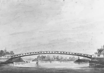 Horní most přes Schuylkill, Philadelphia – Lemon Hill v pozadí, 1811-ca. 1813.