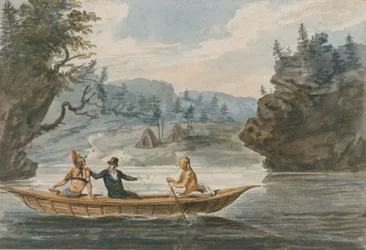 Dva indiáni a bílý muž v kánoi, 1811-ca. 1813.