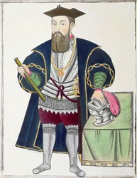 Portrét Vasco de Gama (kvaš na papíře)