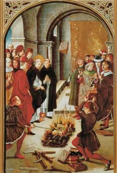 Svatý Dominik a Albigenští (olej na panelu, cca 1493-1499)