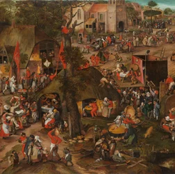 Vlámský Kermis s představením frašky „Een cluyte van Plaeyerwater“ Představení frašky „Een Cluyte van Plaeyerwater“ (Hrudka z Plaeyerwater) ve vlámském Kermis