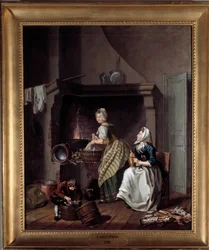 Obraz Ženy v kuchyni od Pera Hillestroma (1732-1816) 1780 Stockhilm, Národní muzeum
