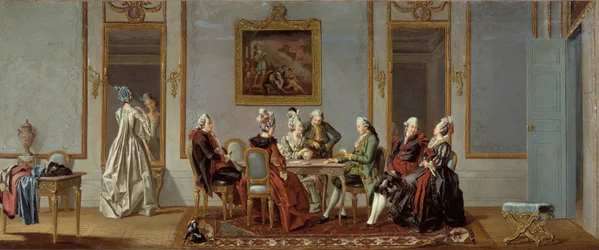 Interiér ve stylu Gustavian s přehrávači karet