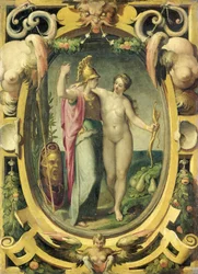 Venuše a Minerva, asi 1590 (olej na mědi)