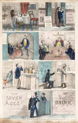 The Seven Ages of Drink, pub.c. 1872 (ručně kolorovaná rytina)