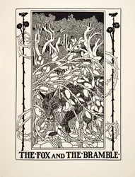 Liška a ostružiník, ze sta Ezopových bajek, pub.1903