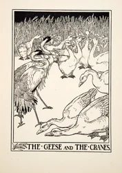 Husy a jeřábi, ze Sto Ezopových bajek, pub.1903