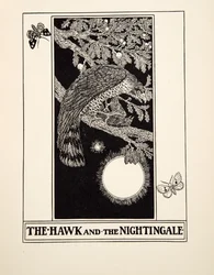 Jestřáb a slavík, ze Sto Ezopových bajek, pub.1903