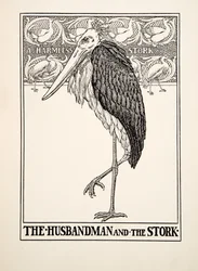 Manžel a čáp, ze sta Ezopových bajek, pub.1903
