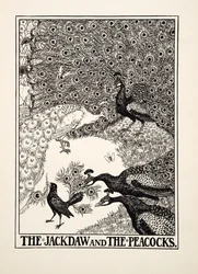 Kavka a pávi, ze Sta Ezopových bajek, vydáno 1903