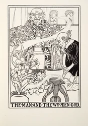 The Man and the Wooden God, from Fontaine Fables, pub. 1905