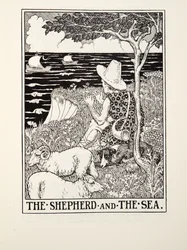 The Shepherd and The Sea, od Fontaine Fables, hospoda. 1905
