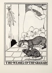 Weasel in the Granary, od Fontaine Fables, hospoda. 1905