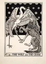 Vlk a jeřáb, ze Sto Ezopových bajek, pub.1903