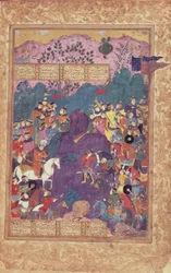 Smrt Isfandiyara, z „Shahnama“ (Kniha králů) od Firdawsi (vellum)